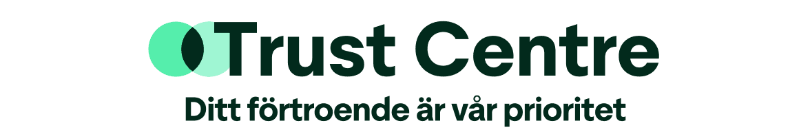 An image of two intertwining Green circles with Trust Centre written in a large font next to it. Beneath it is a smaller font that reads "Your trust is our priority"